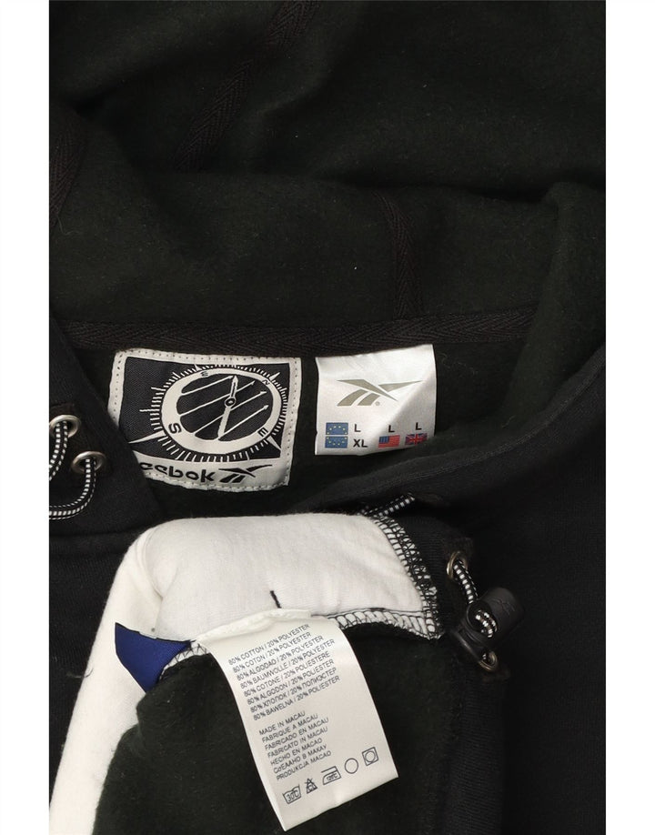 Felpa con cappuccio da uomo Reebok grande in cotone nero