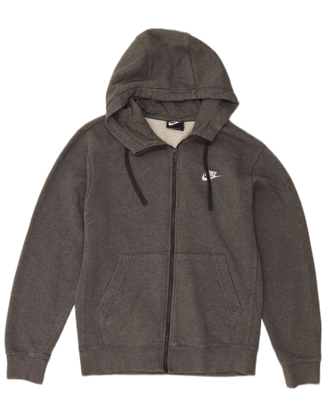 Maglione con cappuccio e zip da uomo NIKE piccolo in cotone grigio