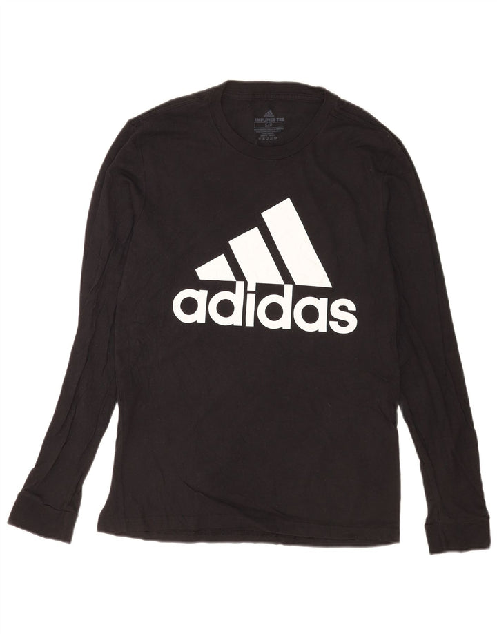 Adidas Maglietta grafica da uomo a manica lunga piccola in cotone nero