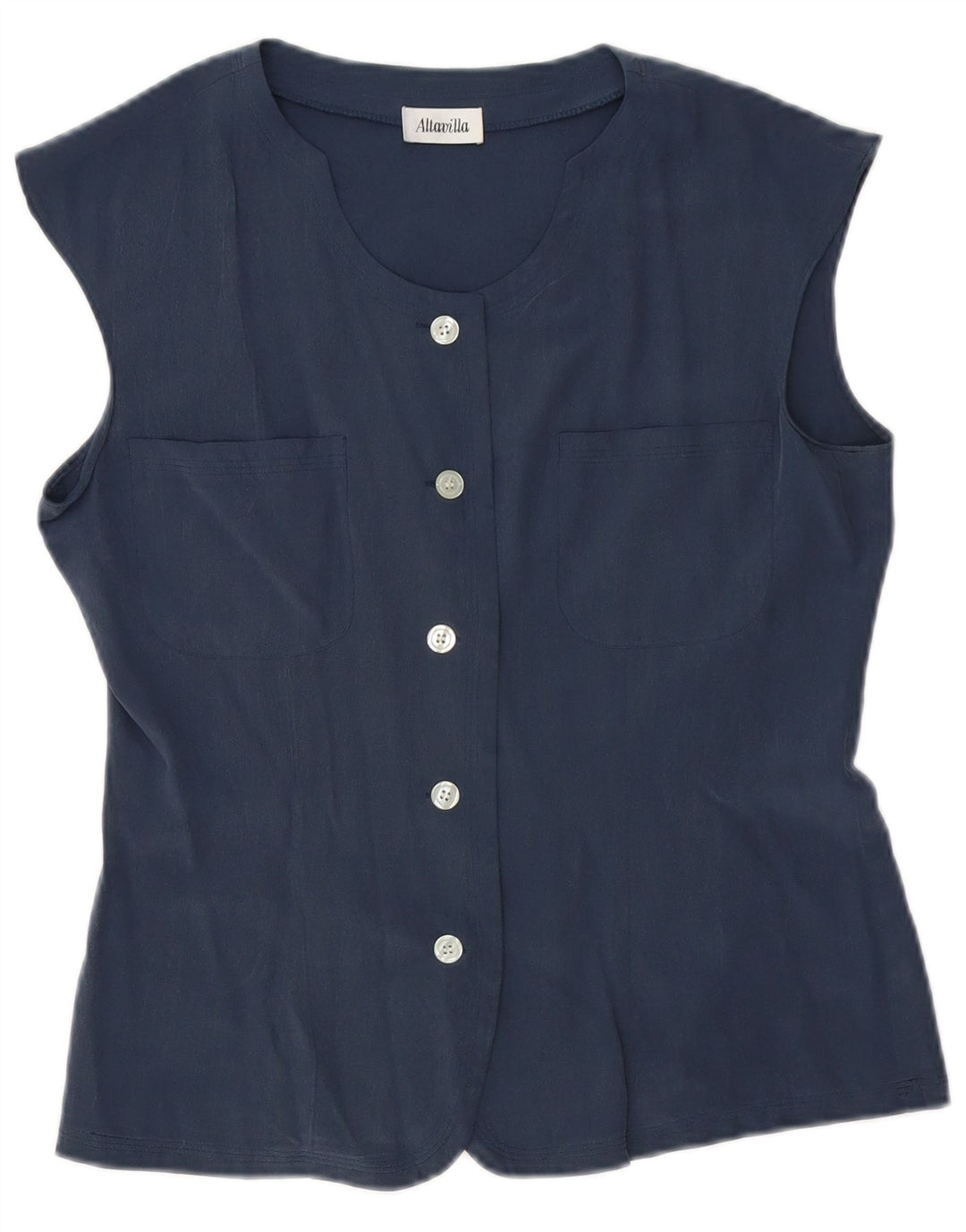 Camicetta senza maniche da donna Altavilla UK 10 piccola seta blu navy