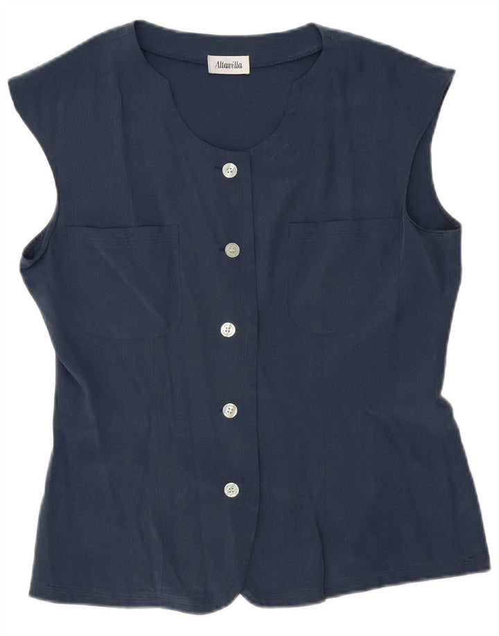 Camicetta senza maniche da donna Altavilla UK 10 piccola seta blu navy