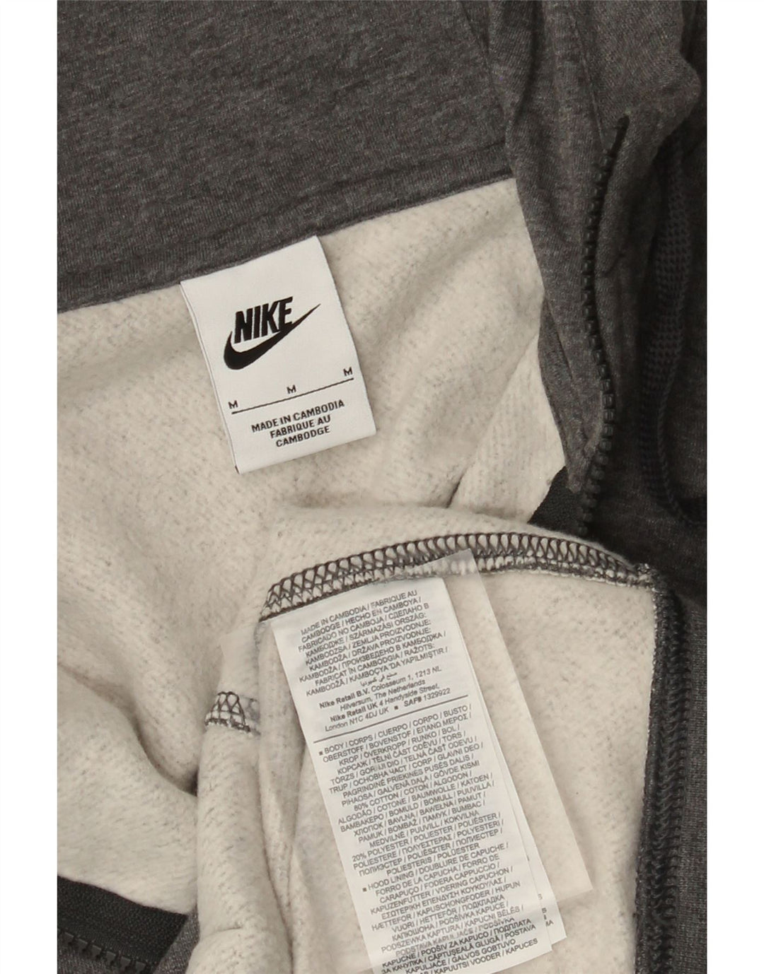 Maglione con cappuccio e zip da uomo NIKE in cotone screziato grigio medio