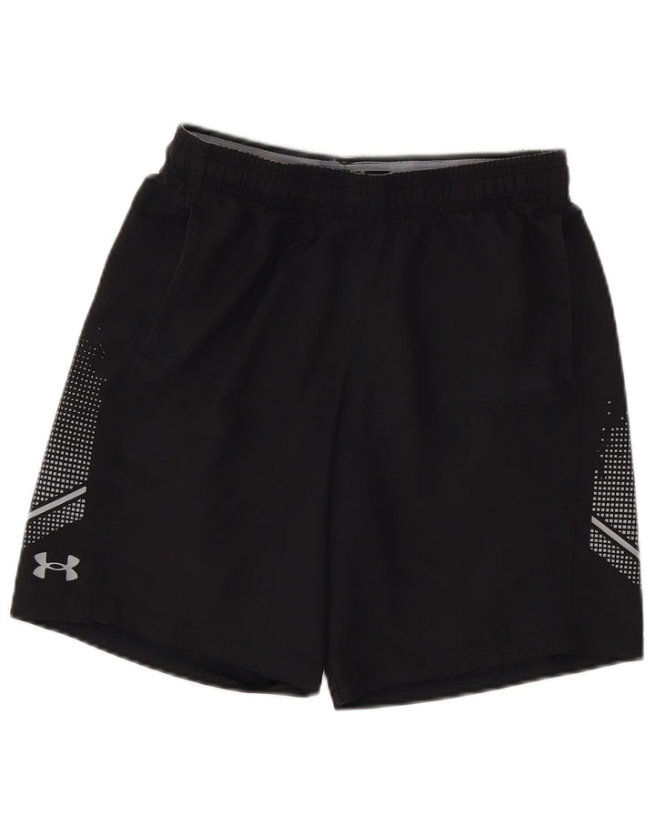 Pantaloncini sportivi con grafica UNDER ARMOUR per ragazzi 11-12 anni, grandi, in poliestere nero