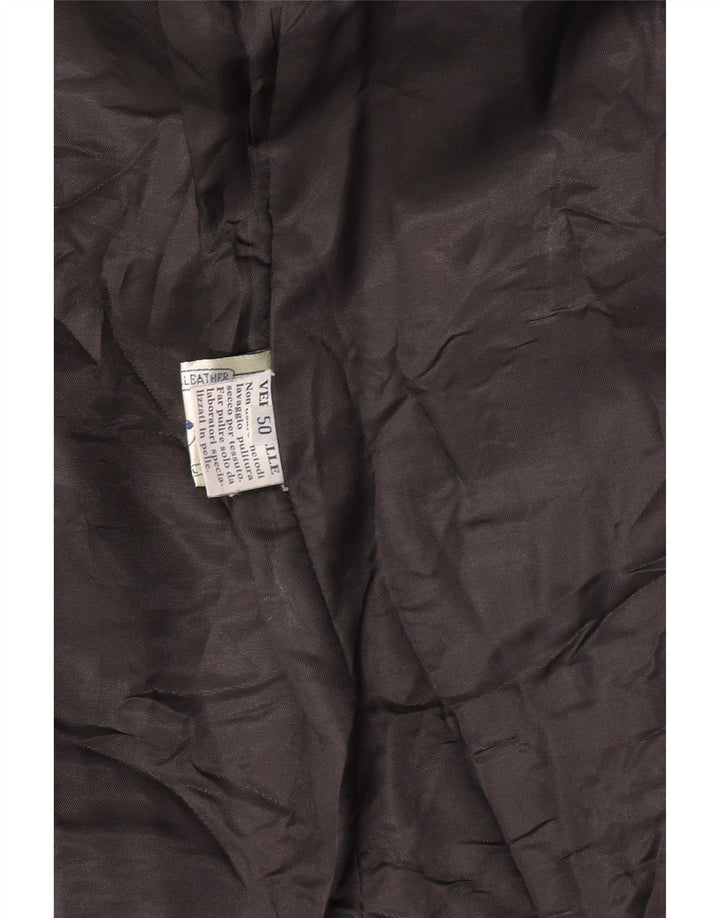 Giacca in pelle vintage da donna con maniche a 3/4 IT 50 XL Nera