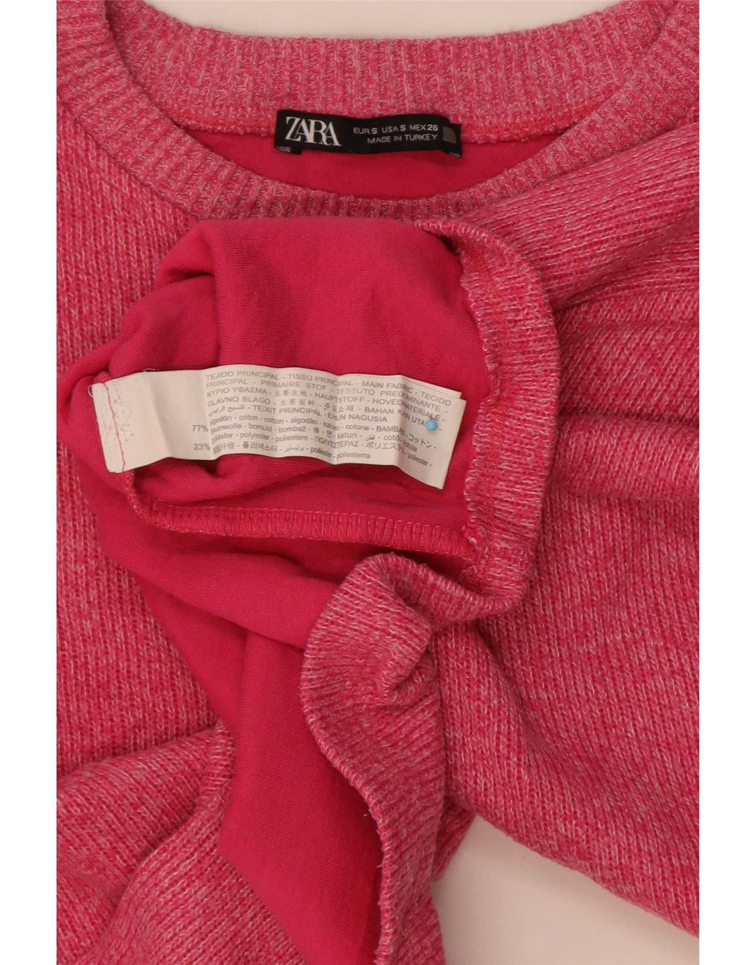 Top corto oversize da donna Zara a maniche lunghe UK 10 piccolo cotone rosa