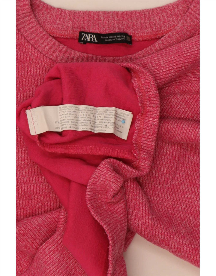 Top corto oversize da donna Zara a maniche lunghe UK 10 piccolo cotone rosa