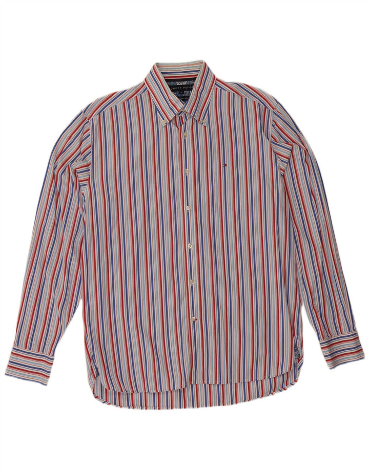 TOMMY HILFIGER Camicia da uomo in cotone a righe blu medio