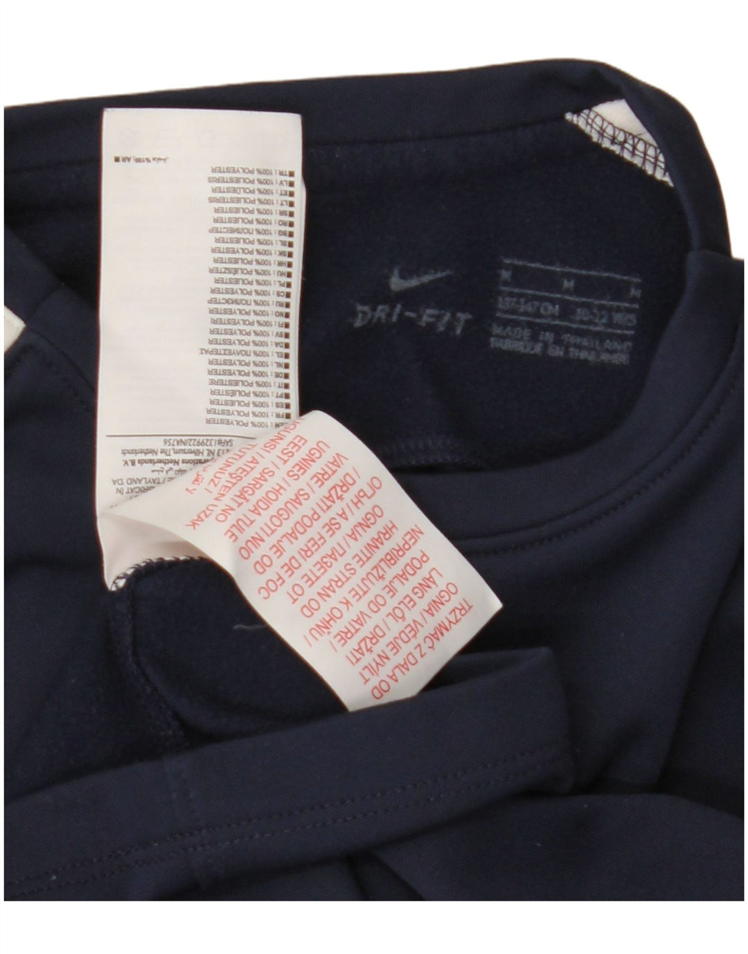 Top Nike Dri Fit da ragazzo a manica lunga 10-11 anni, poliestere blu navy medio