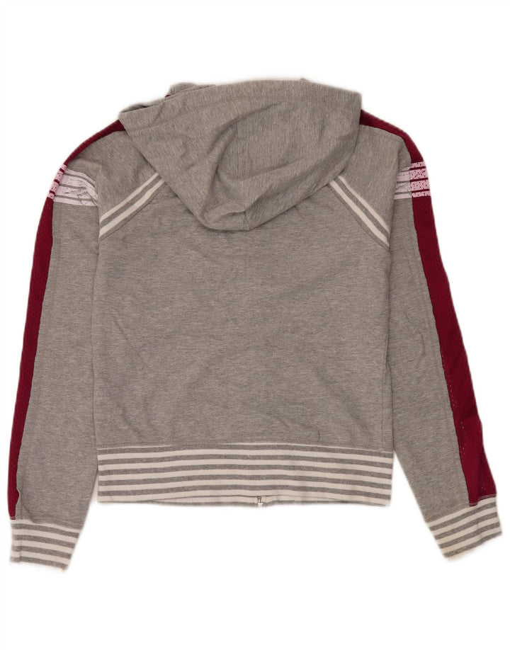 DKNY Womens Graphic Zip Hoodie Sweater UK 12 Medium Grey Colourblock