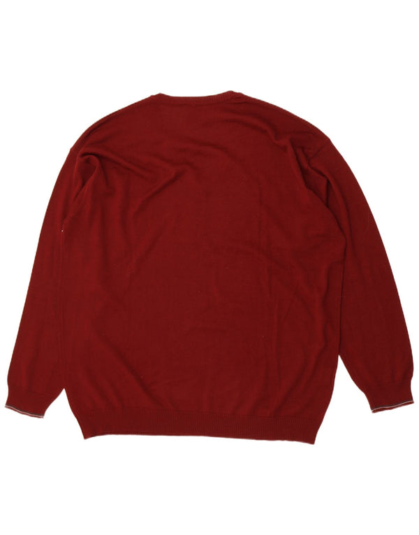 Maglione da uomo con scollo a V Il Granchio 3XL Lana a righe bordeaux