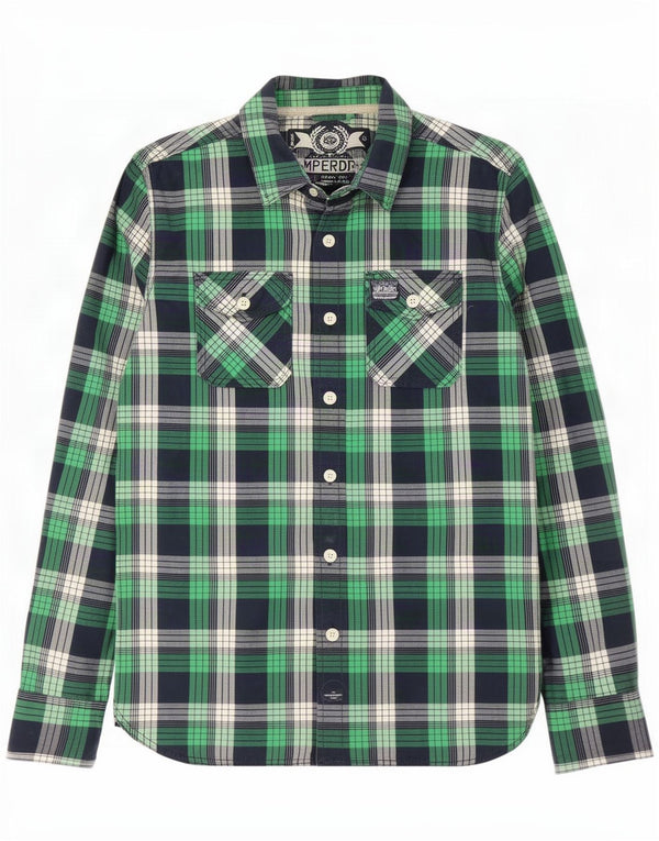 Camicia da uomo Superdry in cotone a quadri verdi grandi