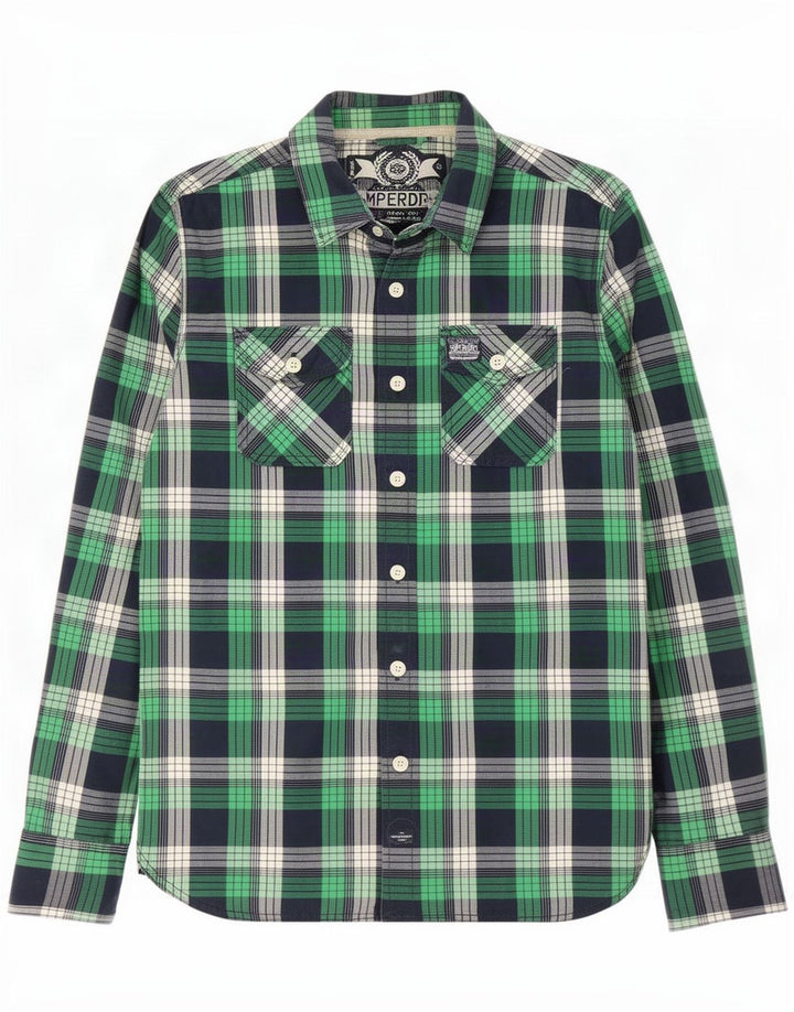 Camicia da uomo Superdry in cotone a quadri verdi grandi