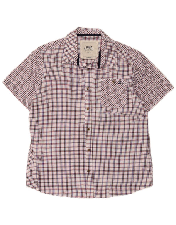 Camicia a maniche corte da uomo Weird Fish grande cotone a quadri multicolore