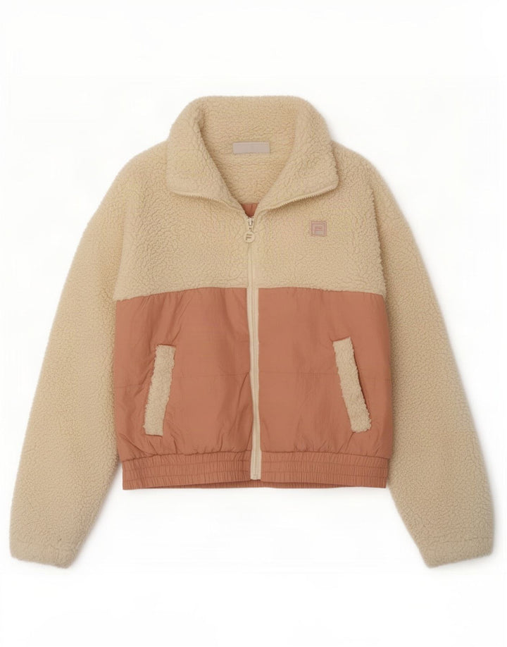 Giacca in pile oversize da donna Fila UK 10 Small Off White Colourblock