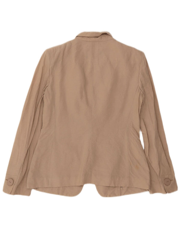 Giacca blazer da donna a 1 bottone Armani UK 10 piccola in cotone beige