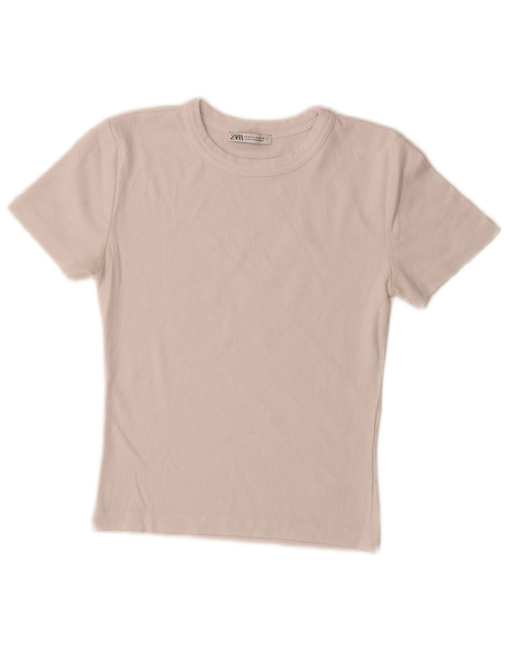 T-shirt corta da donna Zara UK 12 bianca media