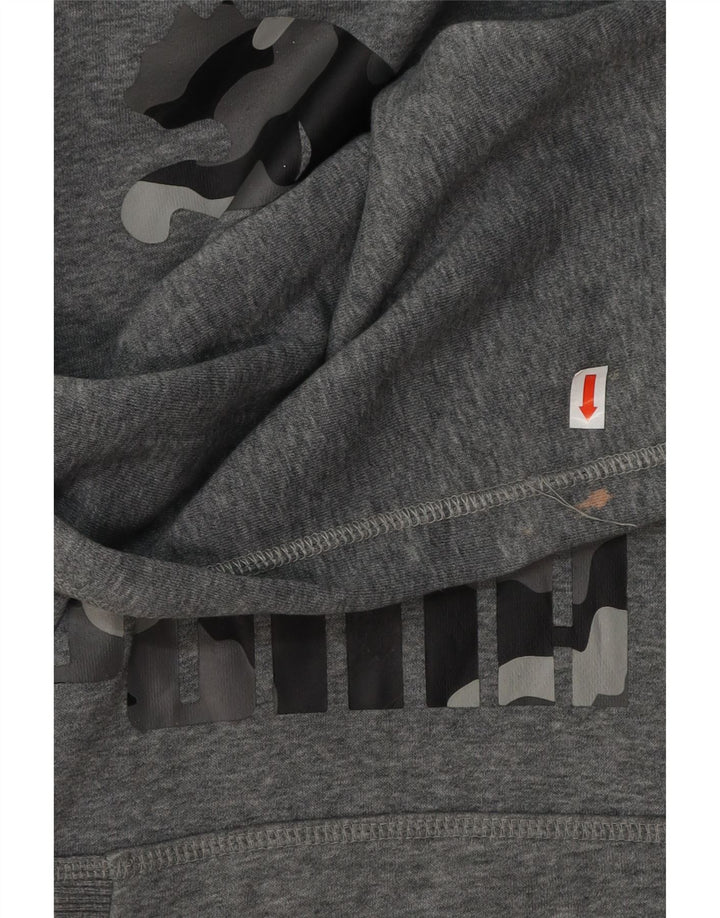 PUMA Mens Graphic Hoodie Jumper Large Grey Cotton