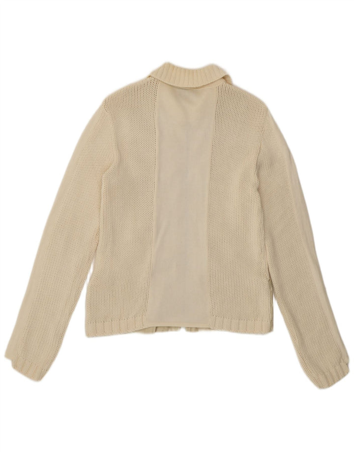 Maglione cardigan da donna Pinko UK 14 cotone bianco sporco medio