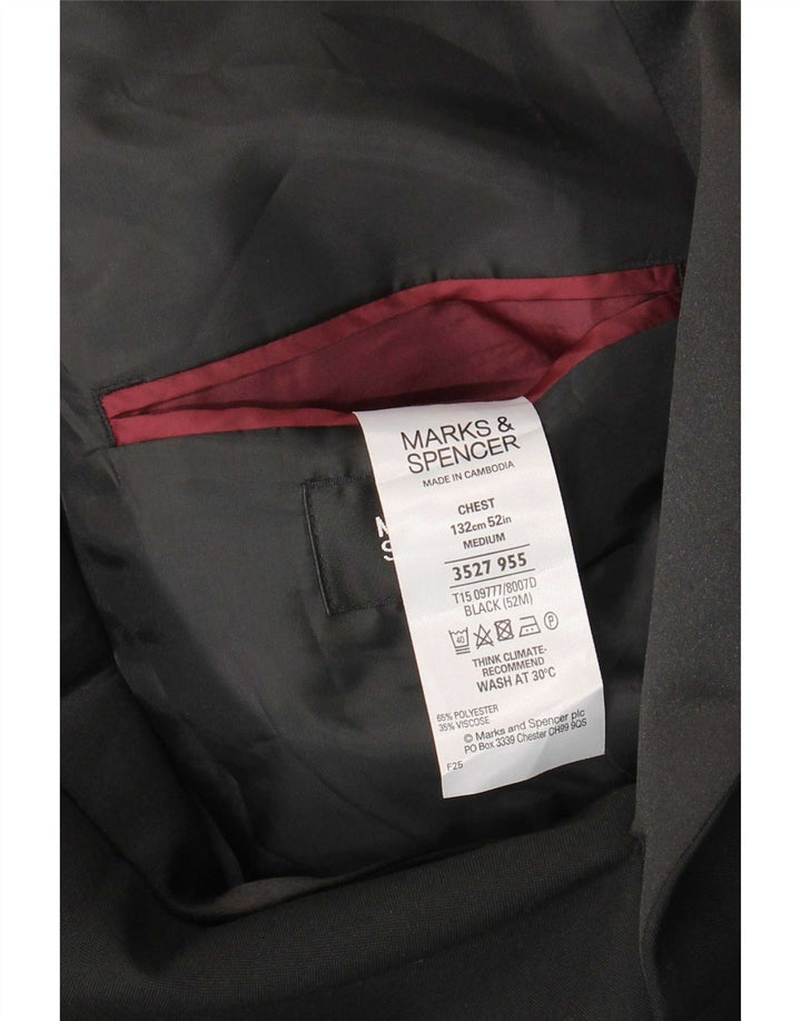 Giacca blazer a 2 bottoni Marks & Spencer da uomo UK 52 3XL poliestere nero
