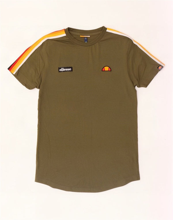 T-shirt da uomo Ellesse Top Small in cotone color block kaki