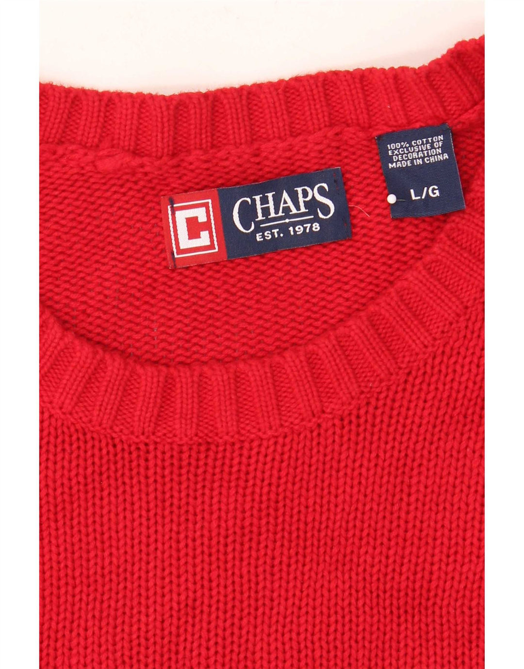 Chaps Uomo Maglione Girocollo Maglione Grande Cotone Rosso
