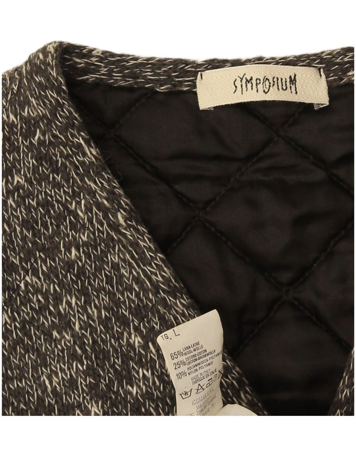 Gilet lavorato a maglia da donna vintage UK 16 grande lana screziata grigia