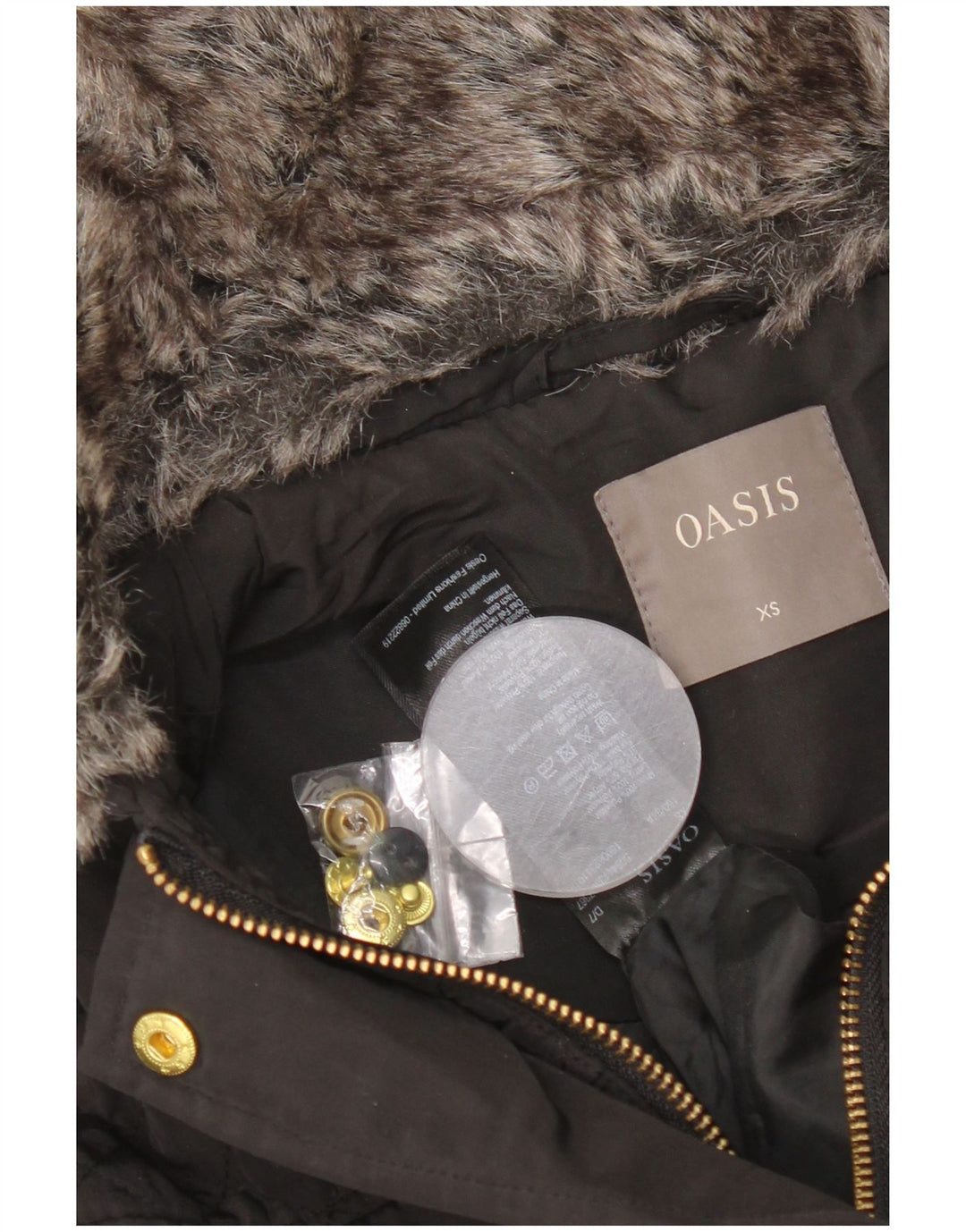 Giacca trapuntata da donna OASIS UK 6 XS poliestere nero