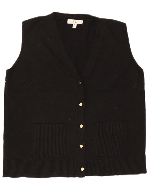 Maglione cardigan senza maniche da donna Marks & Spencer UK 12 medio nero