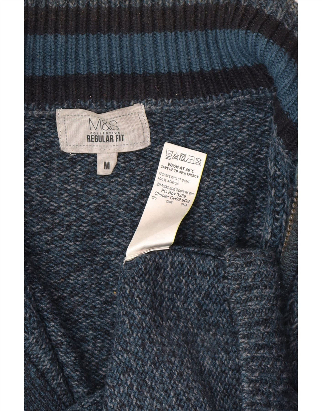 Maglione cardigan vestibilità regolare da uomo Marks & Spencer in acrilico blu medio