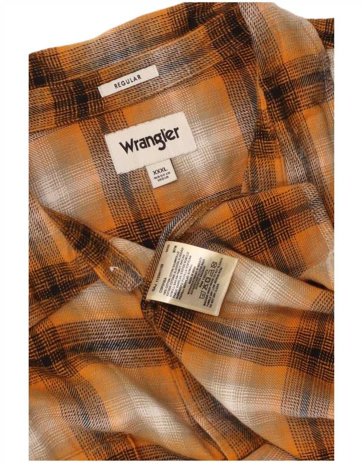 Camicia da uomo in flanella vestibilità regolare Wrangler 3XL cotone a quadri arancione