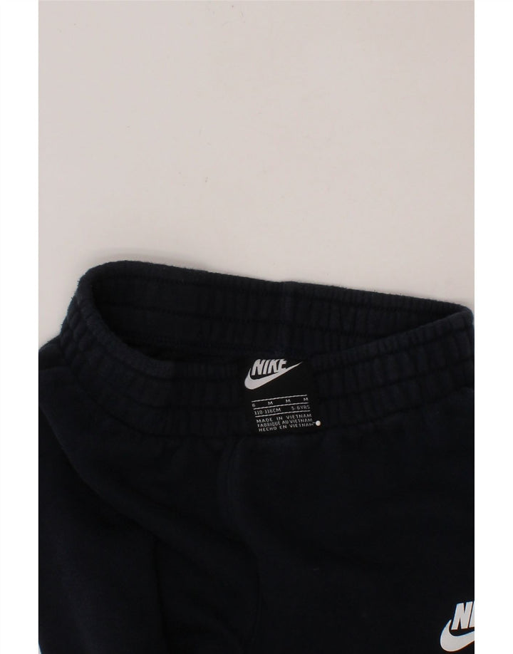 NIKE Boys Tracksuit Trousers Joggers 5-6 Years Medium Navy Blue Cotton