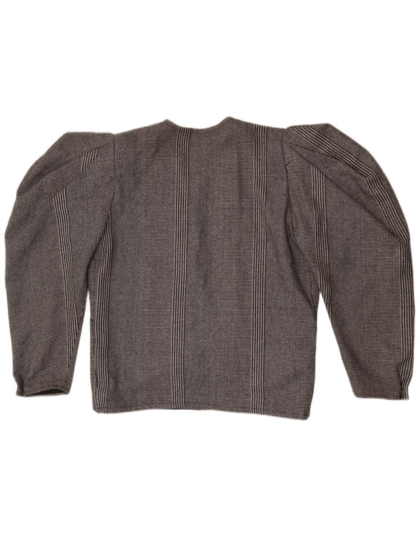 Giacca blazer vintage da donna a 1 bottone UK 14 a righe grandi grigie