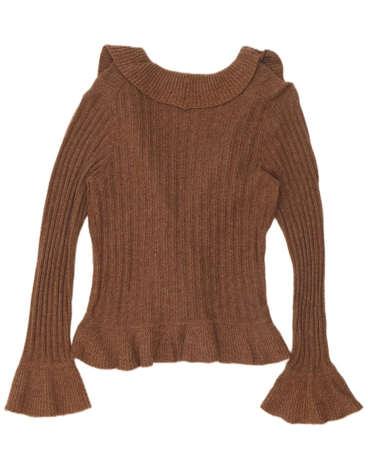 Maglione cardigan da donna Marks & Spencer UK 12 Cotone marrone medio
