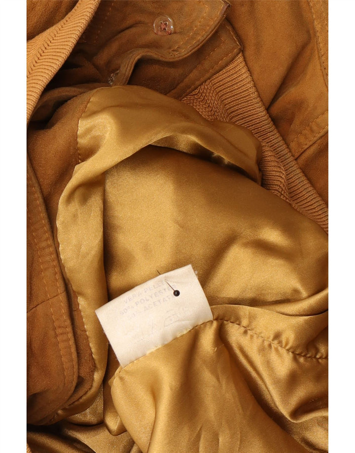 Giubbotto bomber in pelle scamosciata vintage da uomo UK 42 XL in pelle beige