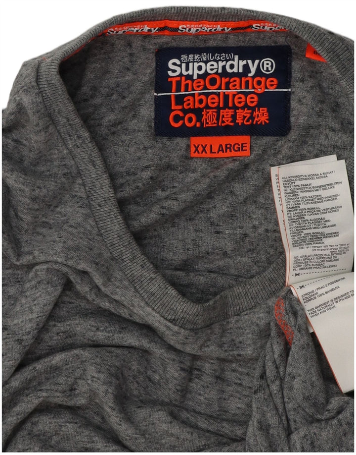 T-shirt da uomo SUPERDRY Top 2XL cotone chiazzato grigio