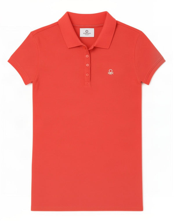 Polo Bambina Benetton 13-14 Anni 3XL Cotone Rosso