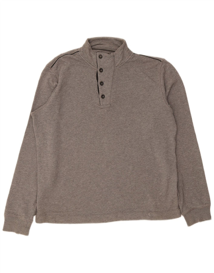 Felpa da uomo Hugo Boss con collo abbottonato, maglione grande, cotone grigio
