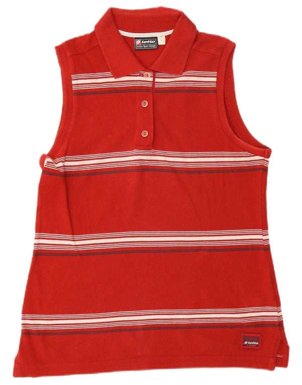 Polo senza maniche da donna Lotto UK 12 Cotone a righe rosse medie