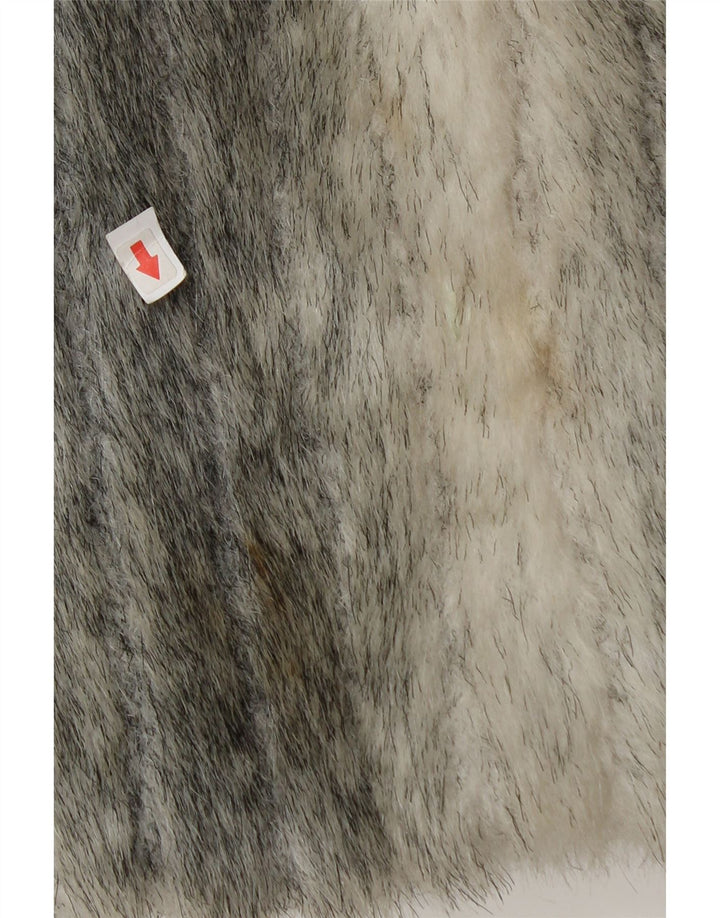 Giacca da donna in pelliccia sintetica Francesca UK 12 Modacrile con stampa animalier grigio medio
