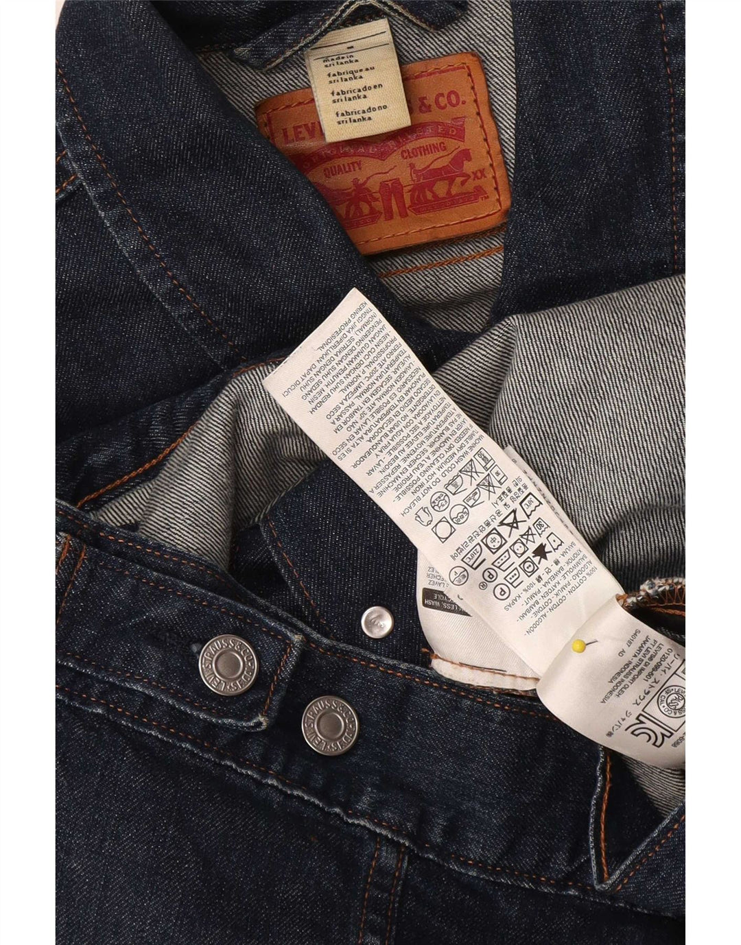 Giacca di jeans corta da donna Levi's UK 12 cotone blu navy medio