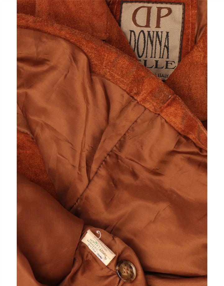 Giacca vintage in pelle scamosciata da donna EU 48 2XL in pelle marrone