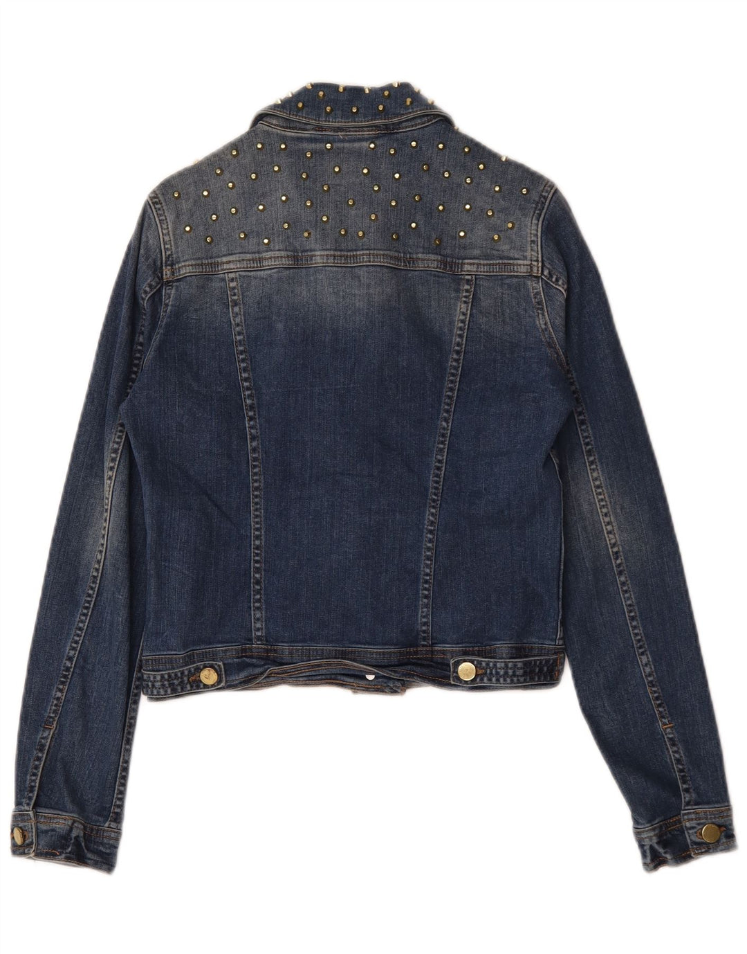 Giacca corta in denim da donna Zara UK 10 piccola in cotone blu