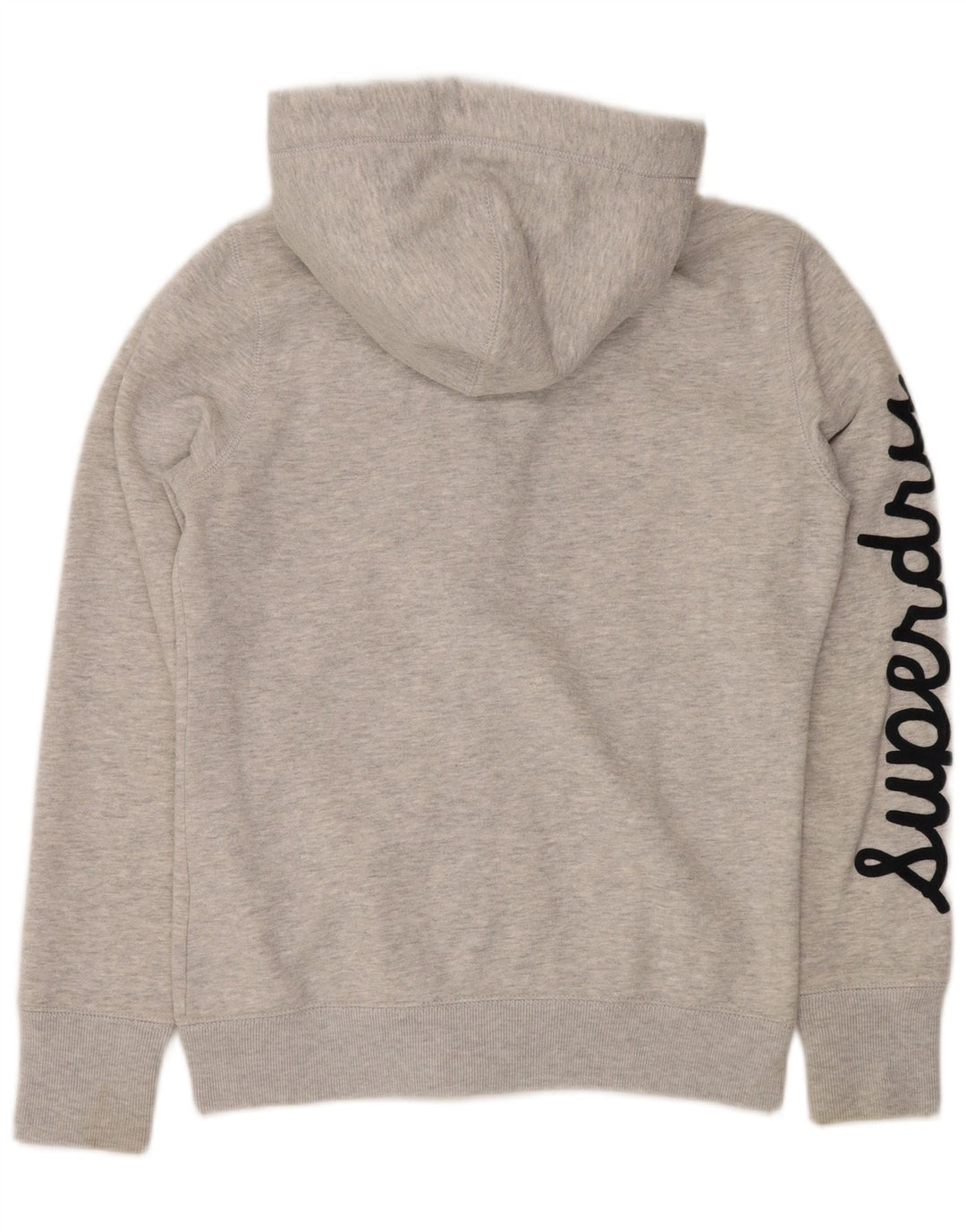 Maglione con cappuccio e zip grafica da uomo SUPERDRY in cotone chiazzato grigio piccolo