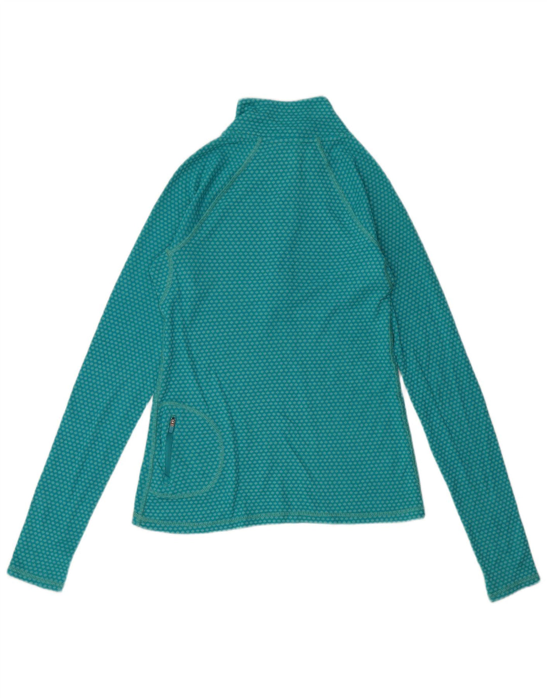 Eddie Bauer Top da donna con zip e collo a maniche lunghe UK 10 piccolo turchese maculato