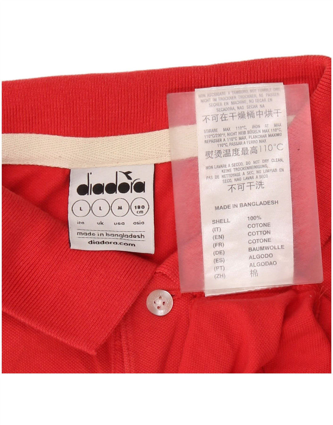 Polo Diadora Uomo Large Rossa In Cotone