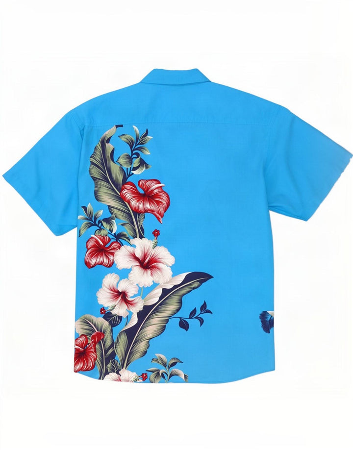 Camicia a maniche corte da uomo Lowes 2XL hawaiana in poliestere floreale blu