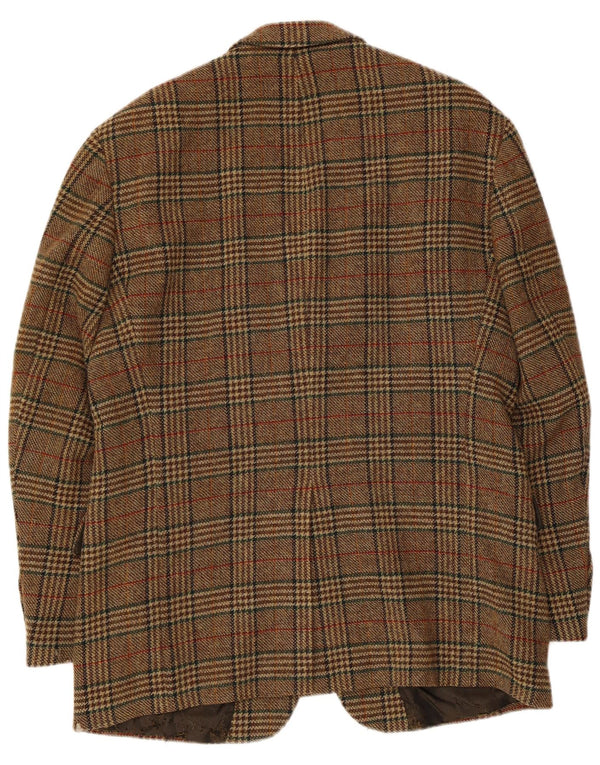 Giacca blazer da uomo a 3 bottoni Hugo Boss EU 52 XL Lana vergine a quadri beige