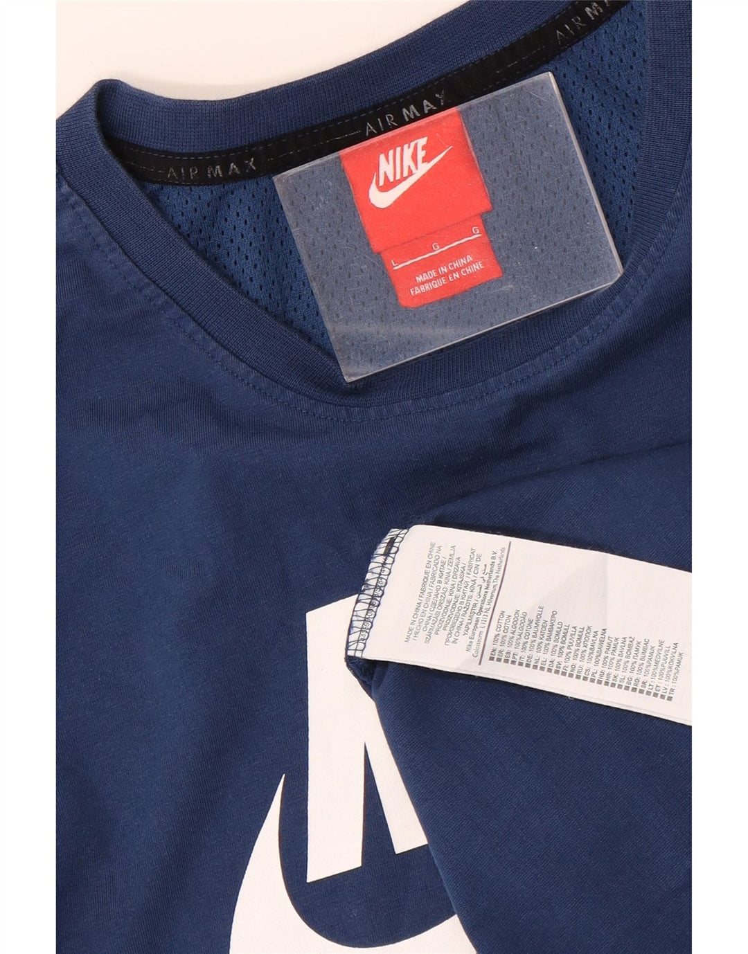 T-shirt grafica da uomo NIKE Top grande in cotone blu