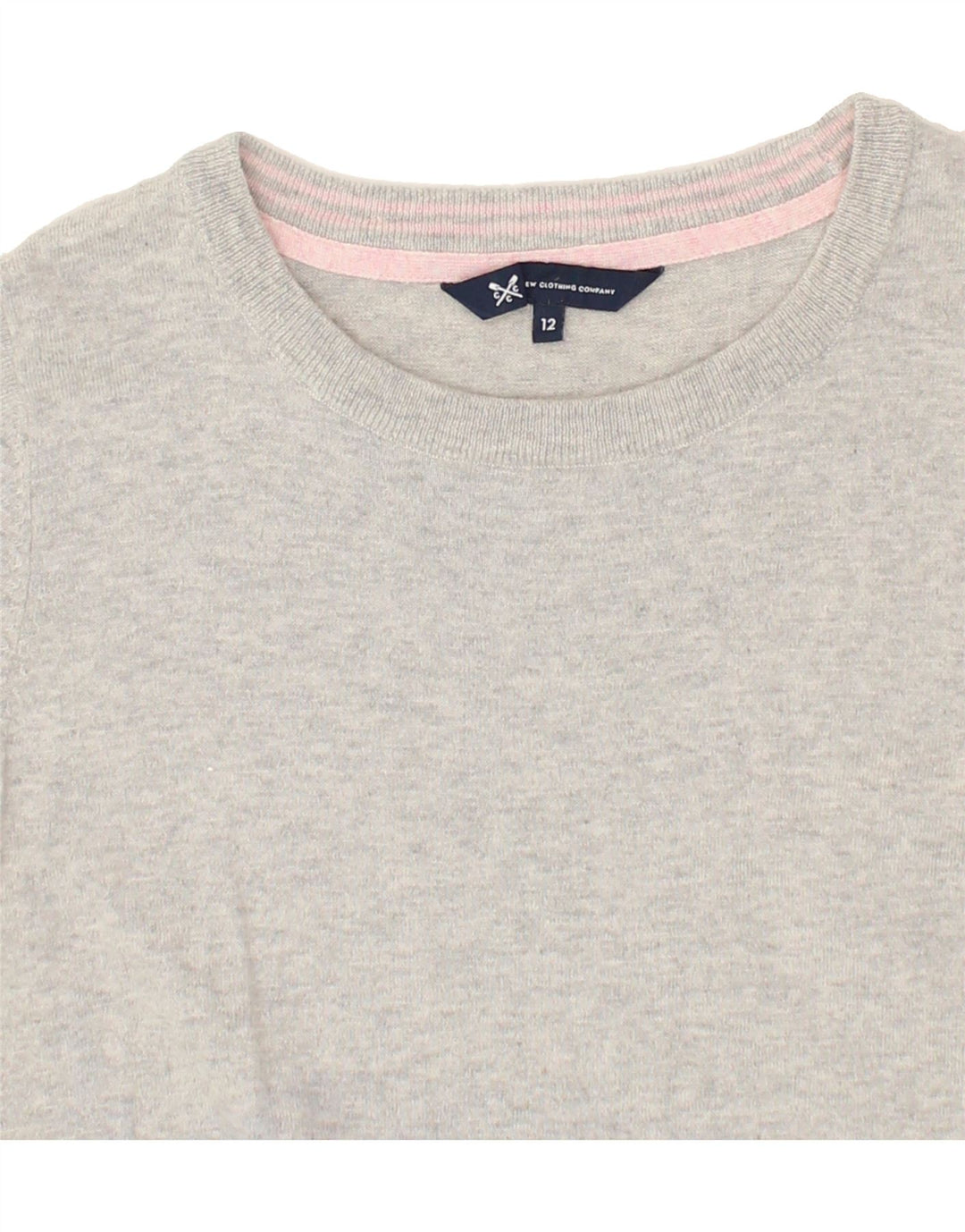 CREW CLOTHING Womens Boat Neck Jumper Sweater UK 12 Medium Grey Vintage Crew Clothing and Second-Hand Crew Clothing from Messina Hembry 