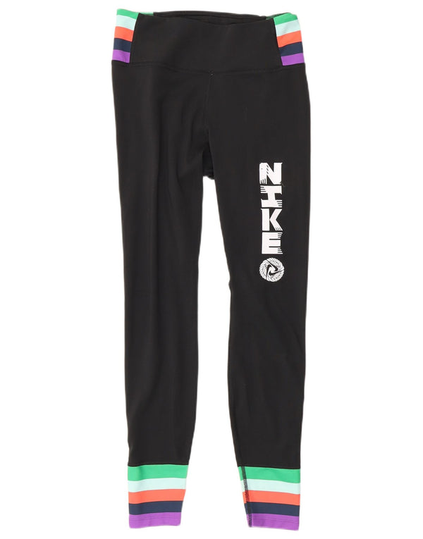 Leggings grafici da donna Nike UK 6 XS poliestere color block nero